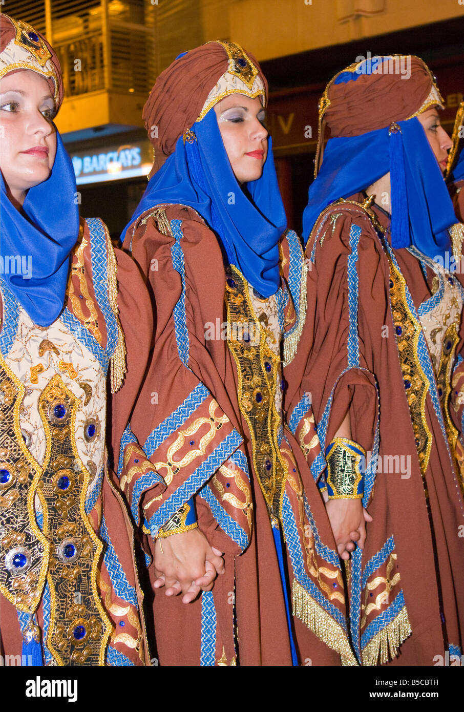 Females people in Traditional Moors Costumes at the Fiesta of Moors and
