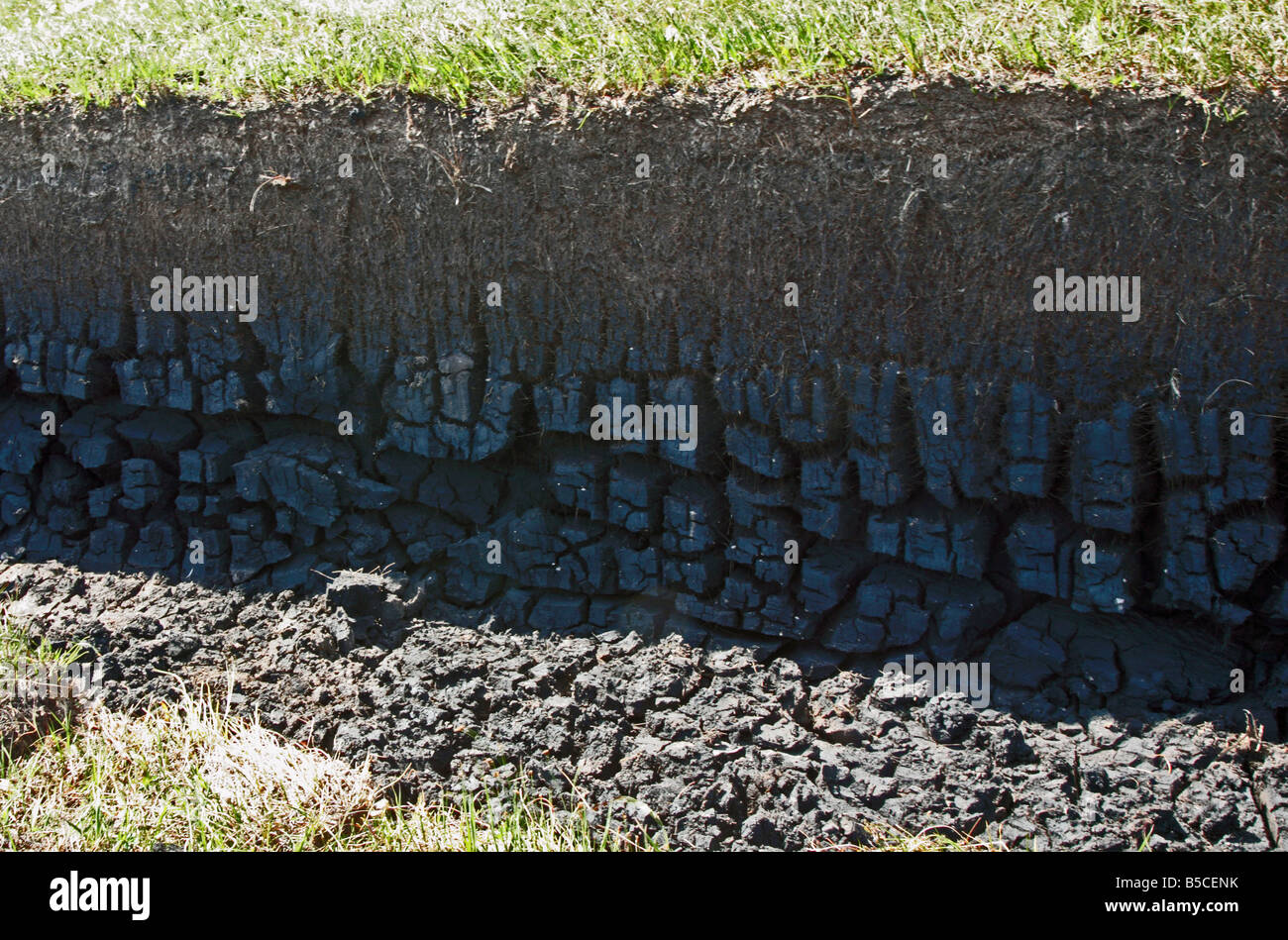 Peat cutting in scotland Stock Photo