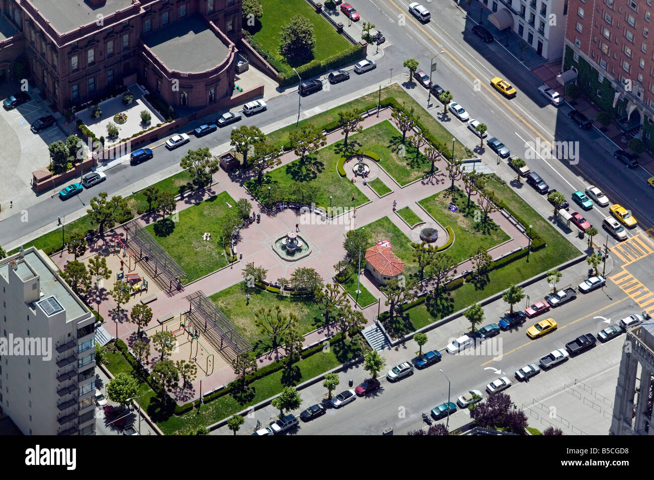 aerial view above Huntington Park Nob Hill San Francisco California