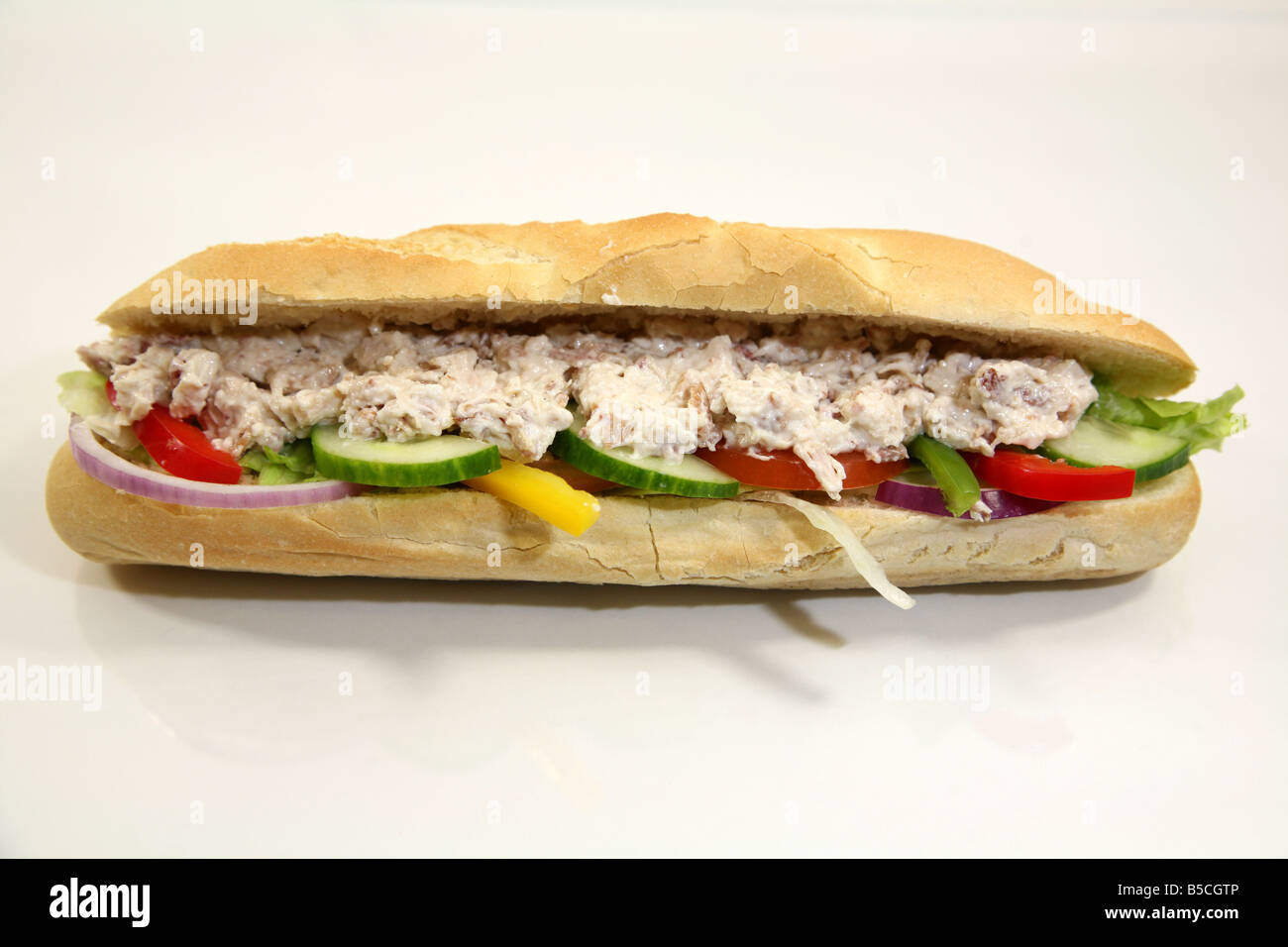 Chicken & Bacon in Mayo filled Baguette Stock Photo Alamy