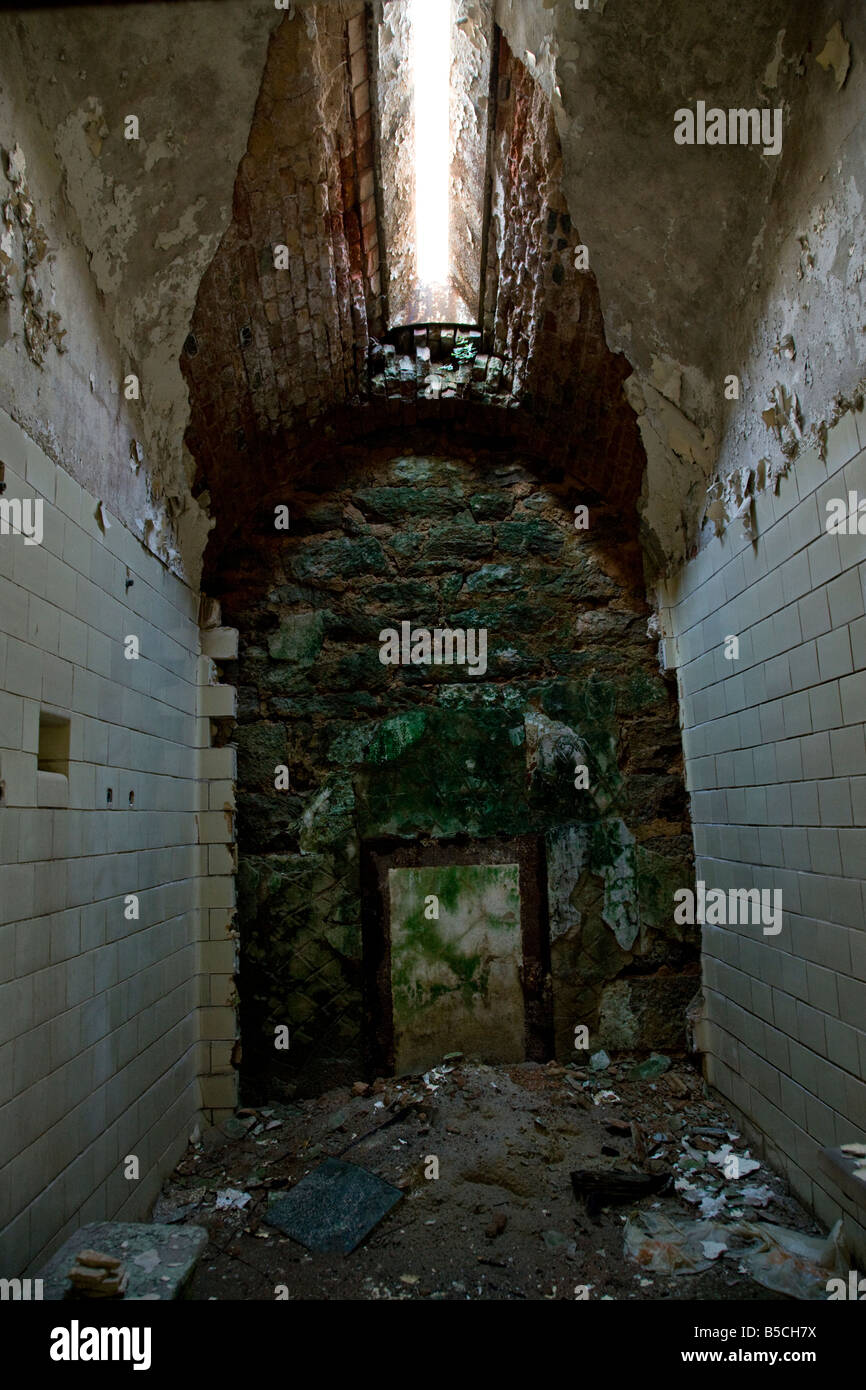 Cell in the Eastern State Penitentiary. Stock Photo