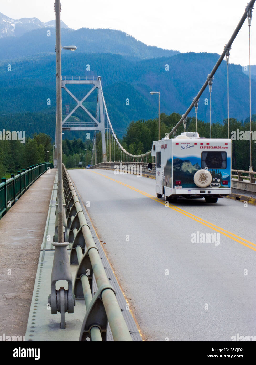 camper van on Route 1, Trans-Canada Highway bridge over the Columbia river  at Revelstoke, British Columbia Canada Stock Photo - Alamy