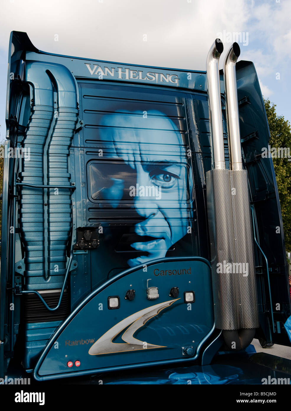 Volvo truck decorated as a tribute to Van Helsing Stock Photo