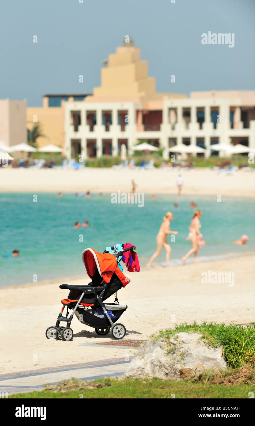 Mclaren buggy at a private hotel beach, UAE Stock Photo
