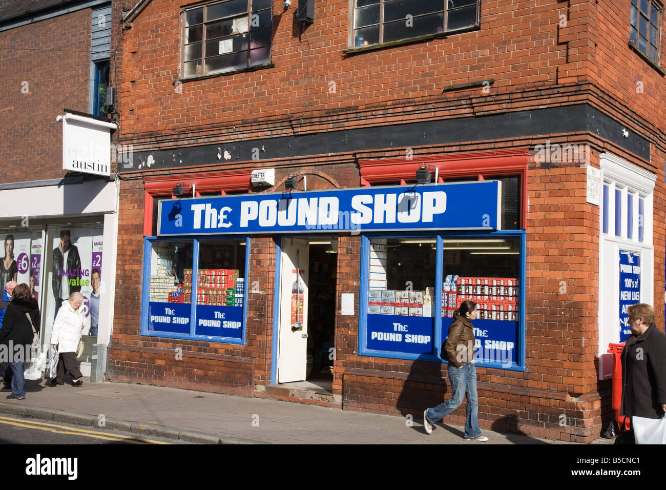 The Pound Shop in shopping area of Chester,Cheshire,England,United Kingdom,Europe Stock Photo