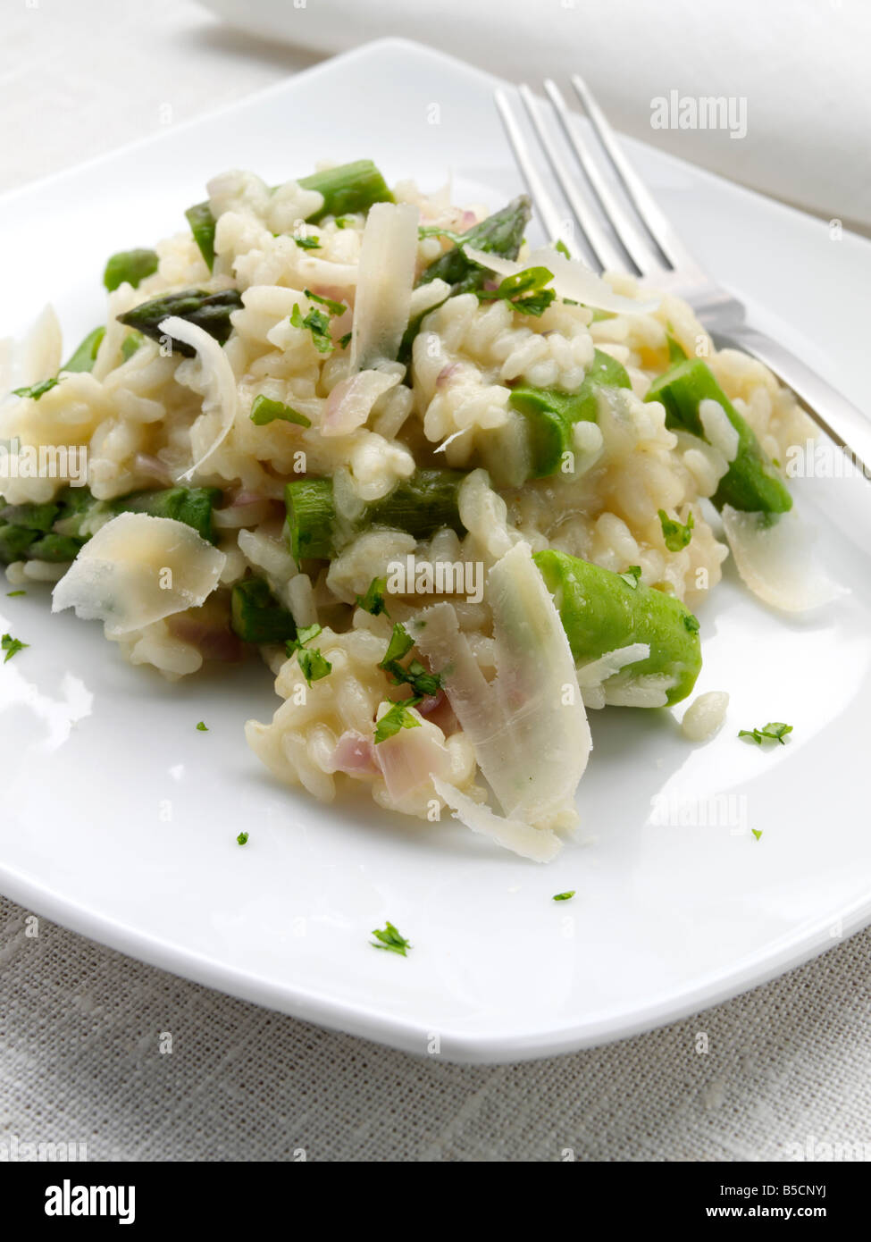 Asparagus risotto Italian editorial food Stock Photo