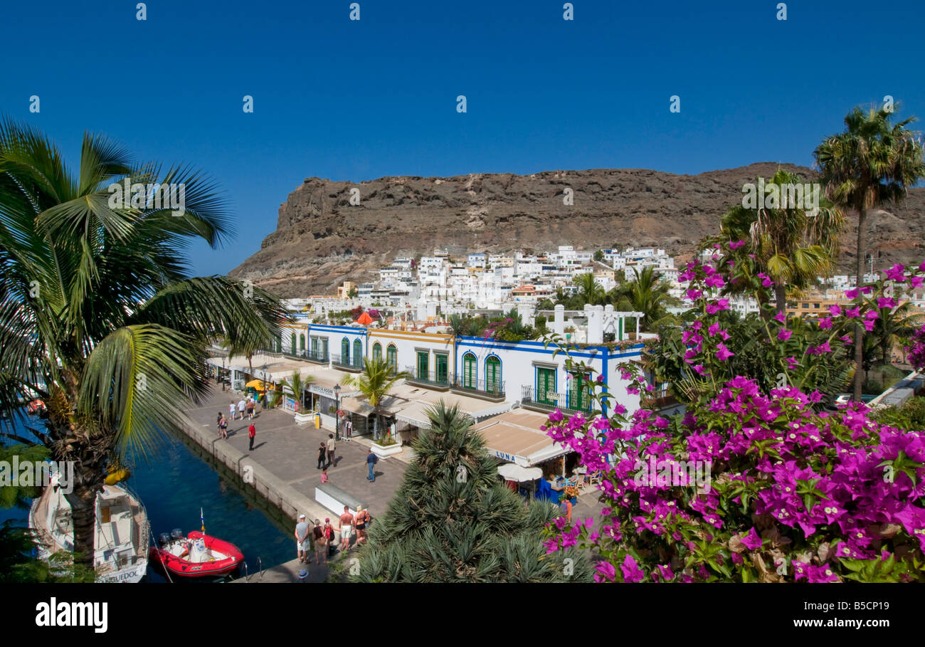 View Over Marina Promenade And Restaurants At Puerto De Mogan Gran View Over Marina Promenade And Restaurants At Puerto De Mogan Gran