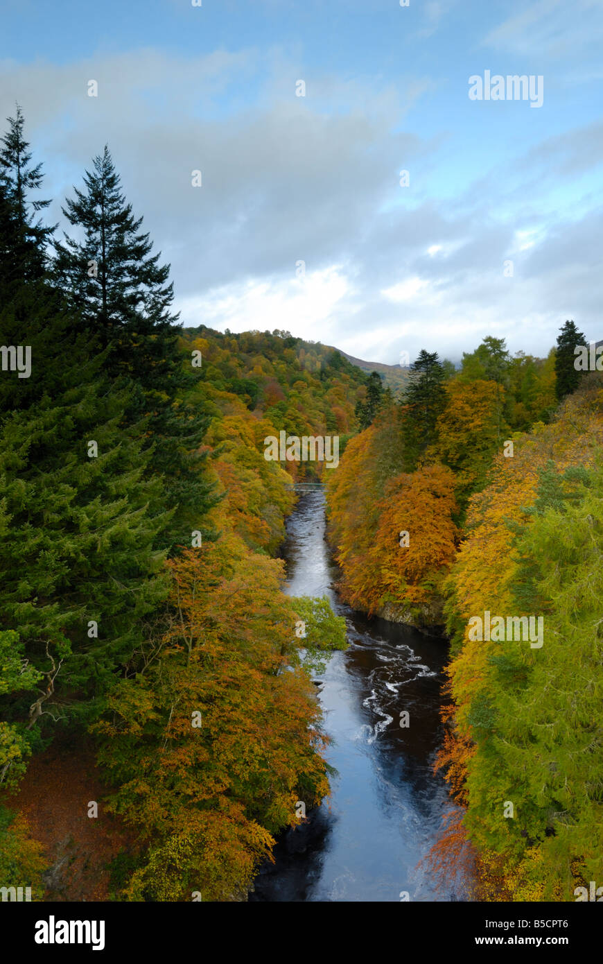 Autumn colour on the River Garry at Killiecrankie, Perthshire, Scotland Stock Photo