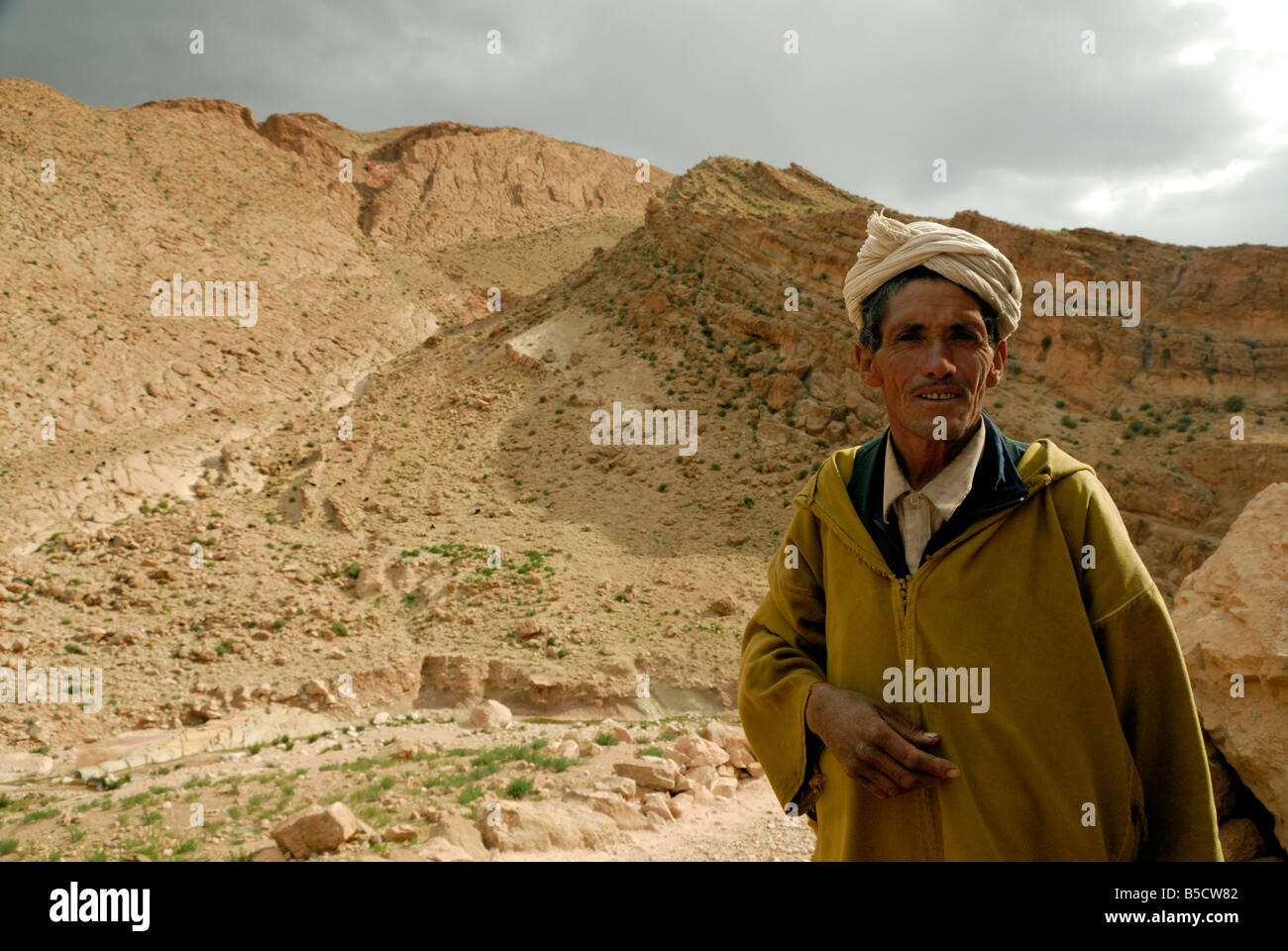 Berbere Shepherd in Middle Atlas Stock Photo