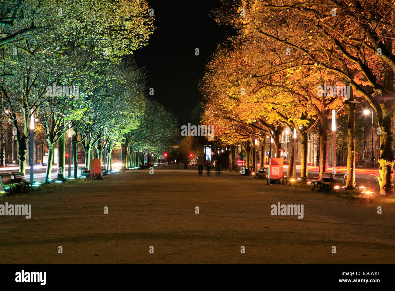 Unter den Linden in Berlin during festival of the lights 2008, Germany Stock Photo