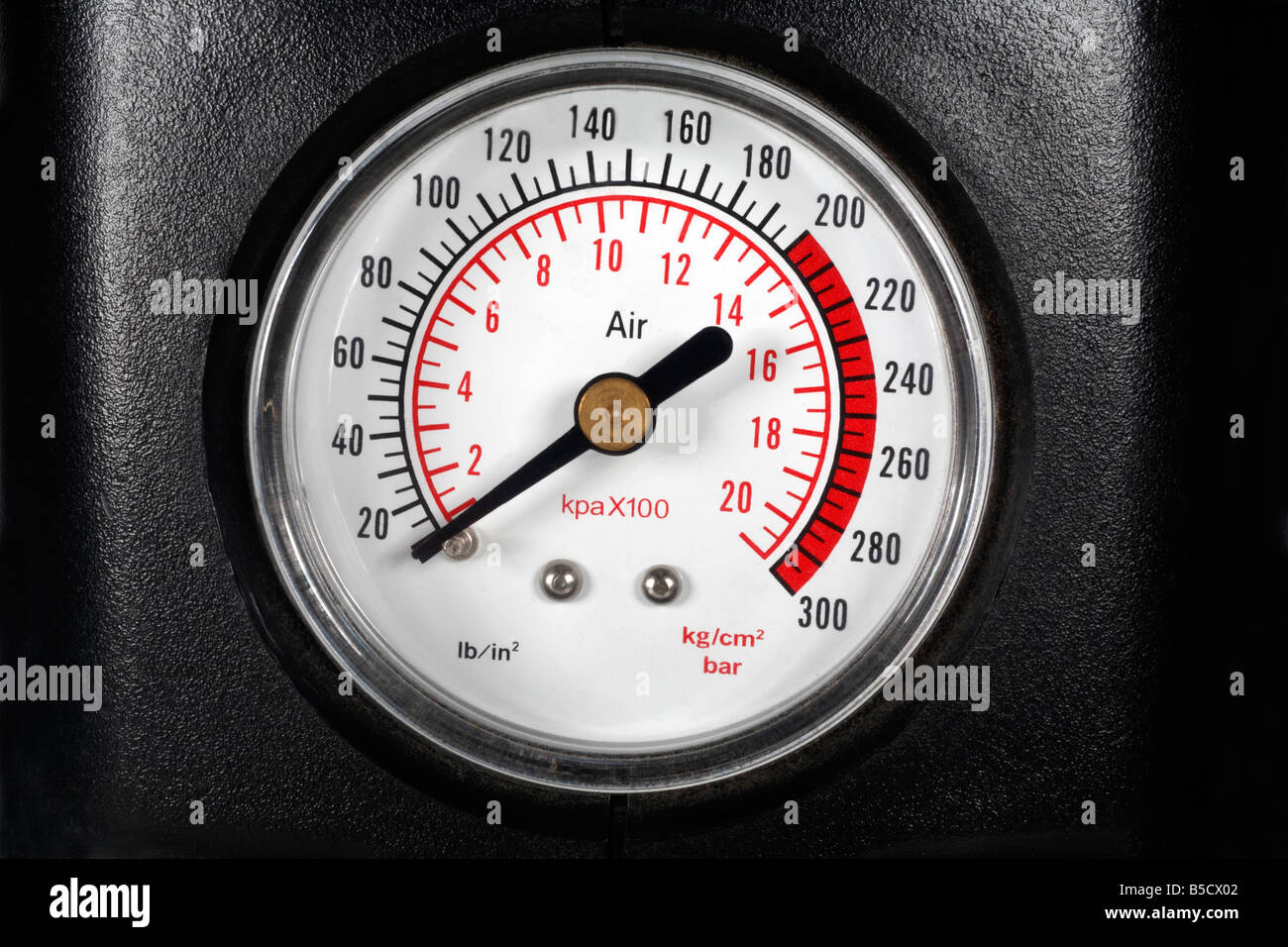 Air pressure gauge with needle pointing at zero Stock Photo Alamy