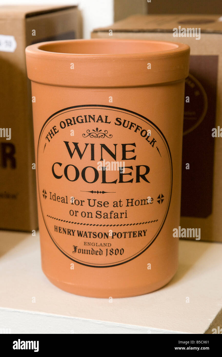 earthenware wine cooler in shop at Henry Watson Potteries at Wattisfield in Suffolk, UK Stock Photo
