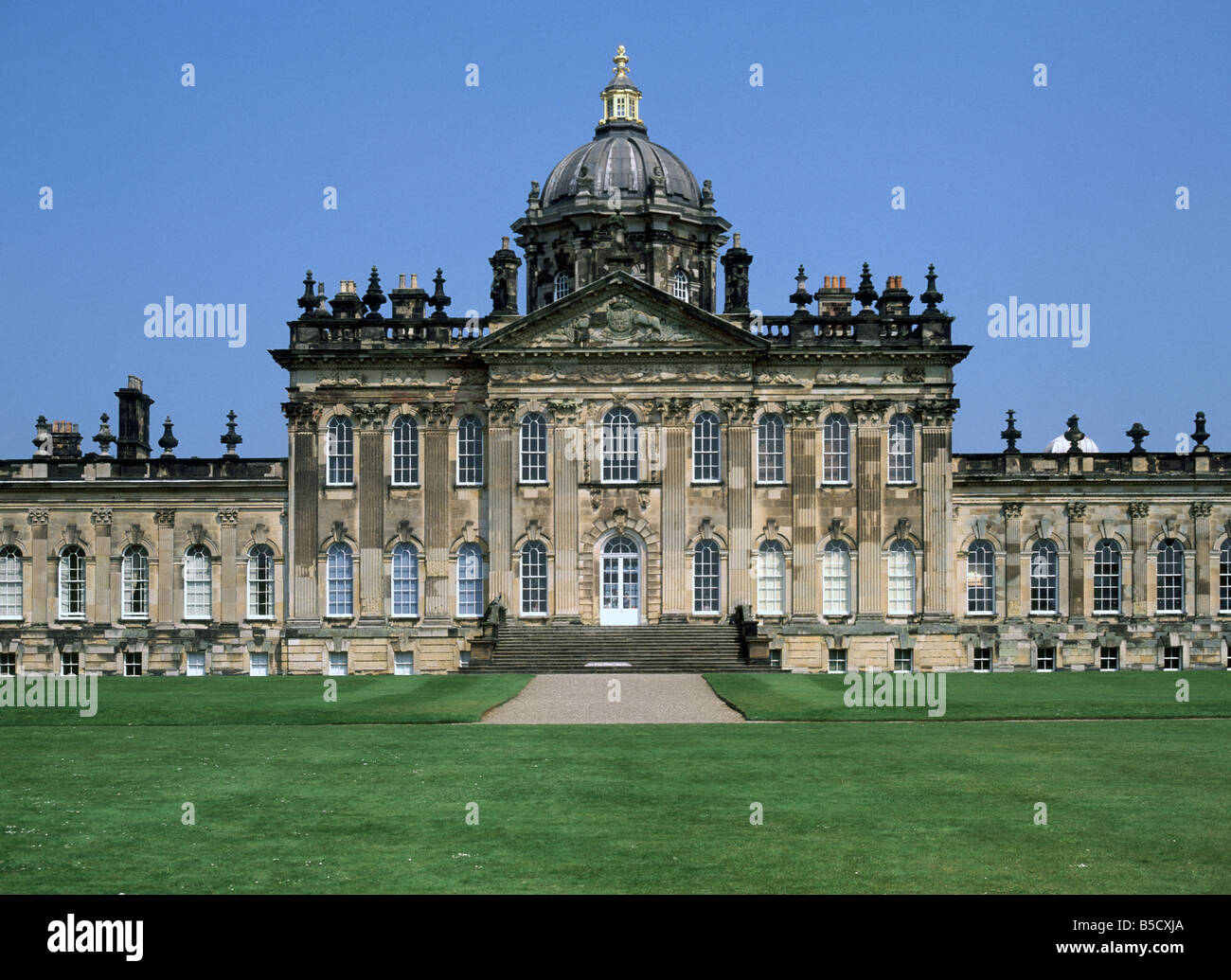 Castle Howard listed historical building stately home in North Yorkshire made famous by Brideshead Revisited films south facing façade York England UK Stock Photo