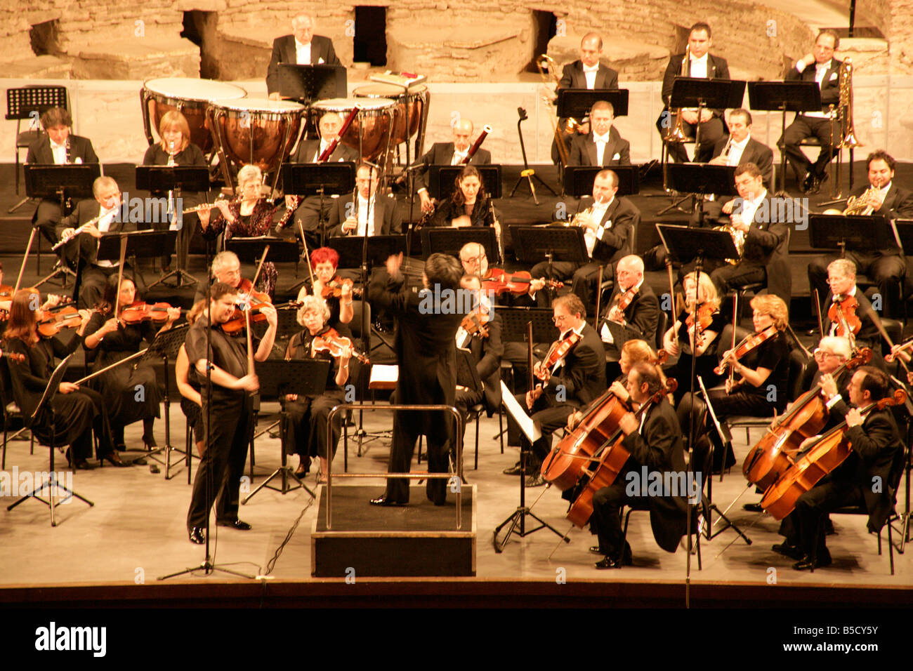 The Istanbul State Symphony Orchestra in concert at the Haghia Irene in Istanbul, Turkey Stock Photo