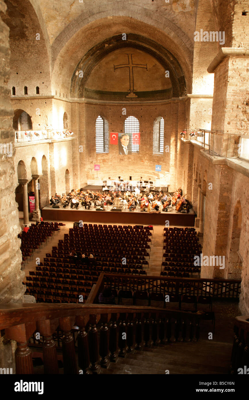 The Istanbul State Symphony Orchestra rehearsing at the Haghia Irene in
