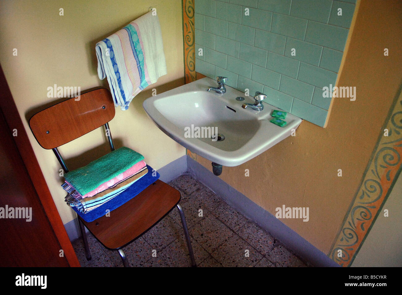Washbasin in a hotel, Coreglia Antelminelli, Italy Stock Photo