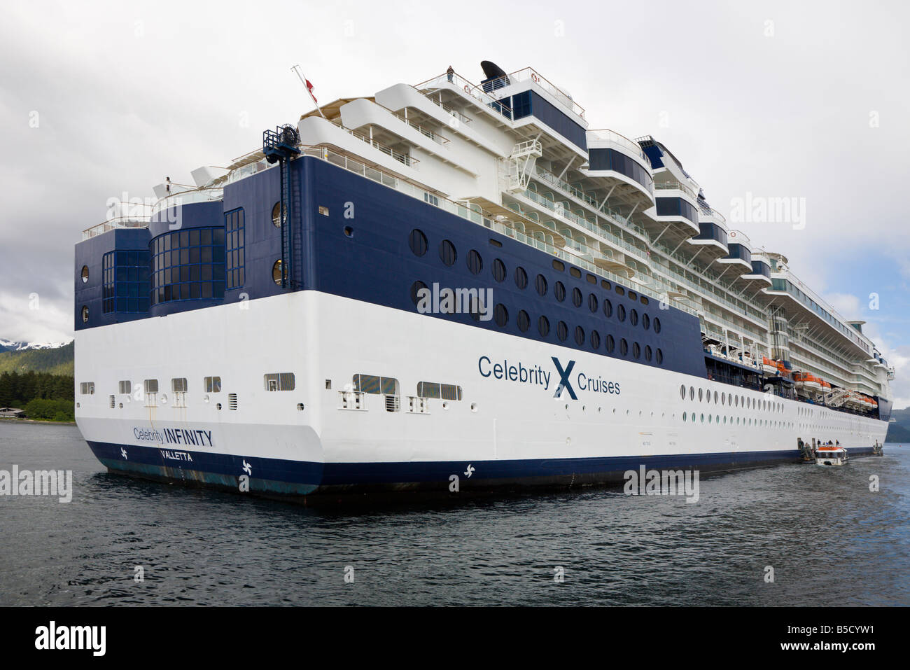 Celebrity Cruise Line's Infinity cruise ship tendering passengers in Eastern Channel at Sitka, Alaska Stock Photo