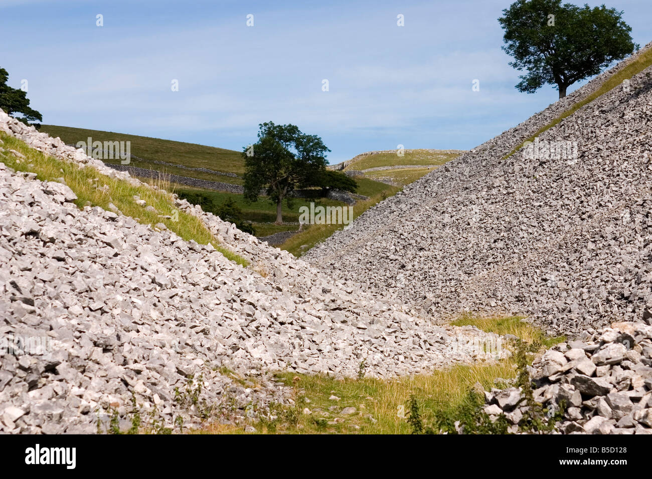 Periglacial dry valley and scree slope, near Conistone, Yorkshire Dales National Park, North Yorkshire, England, Europe Stock Photo