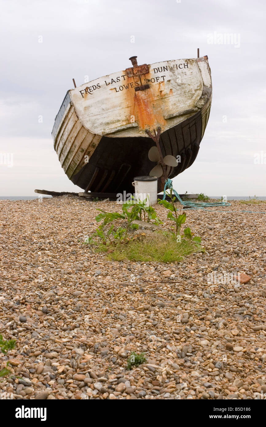 Fishing boat on Orford beach, Suffolk coast, England, Europe Stock Photo