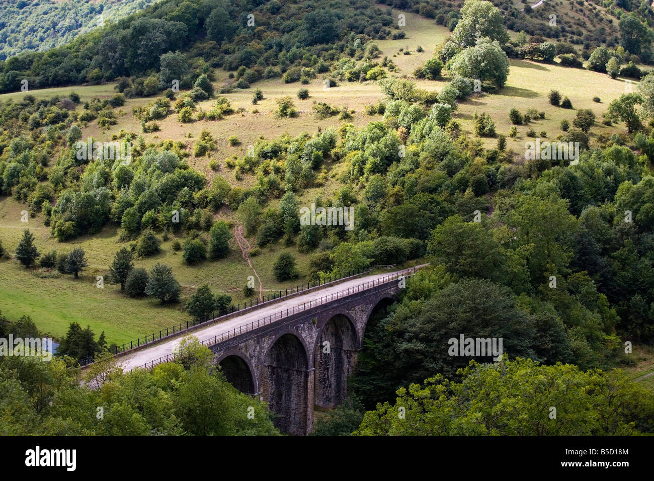 Monsal Head viaduct, from Monsal Head viewpoint, White Peak, Peak District National Park, Derbyshire, England, Europe Stock Photo