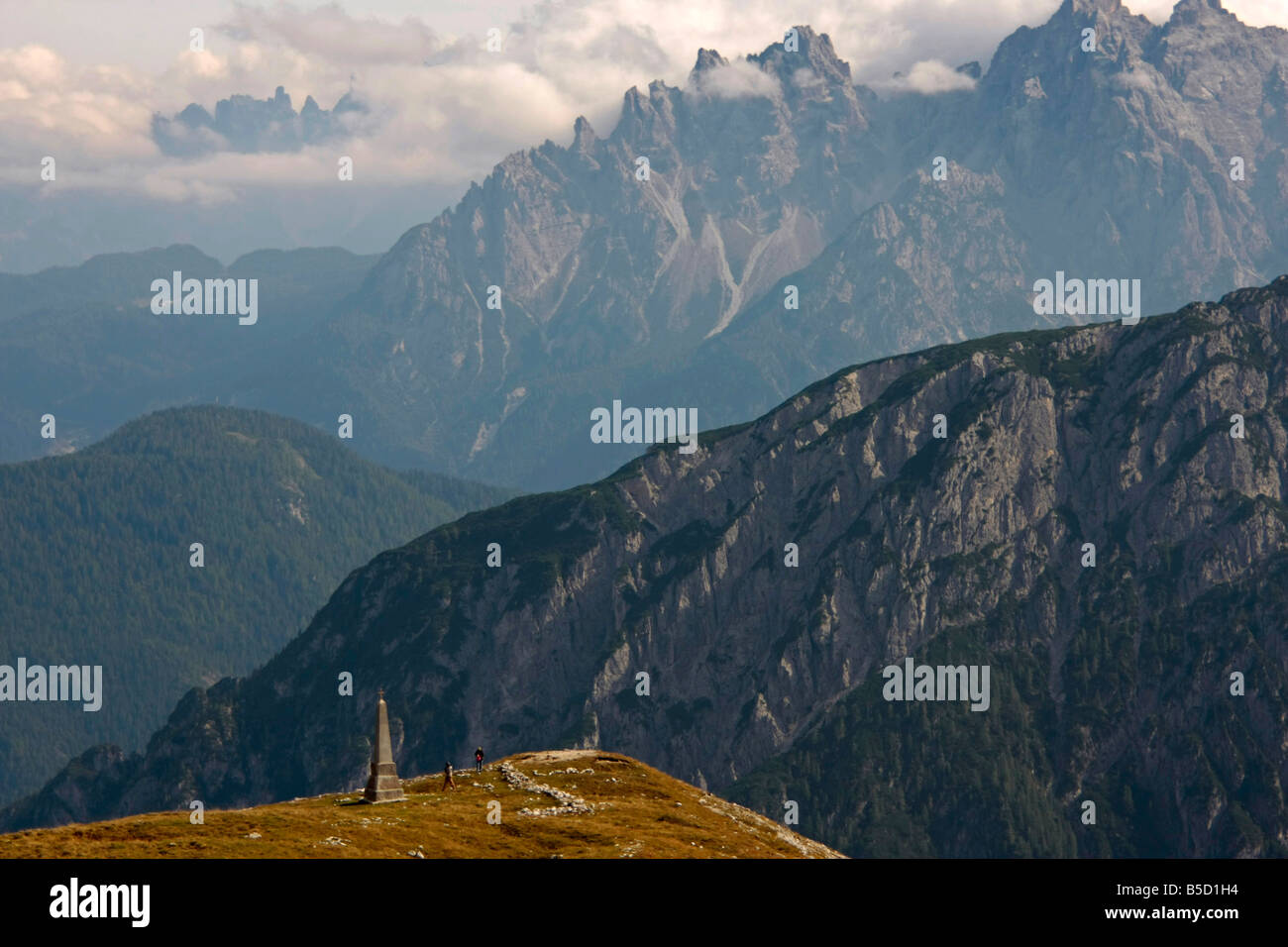 the Sexten Dolomites around the Tre Cime di Lavaredo or three peaks of Lavaredo near Toblach in northeastern Italy Stock Photo