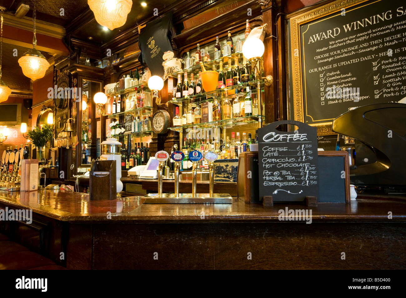 Typical interior of British pub, London, UK Stock Photo