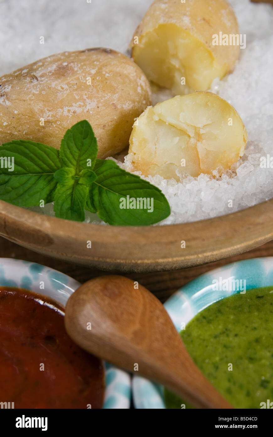Papas arrugadas, food of the Canary Islands, Spain, Europe Stock Photo