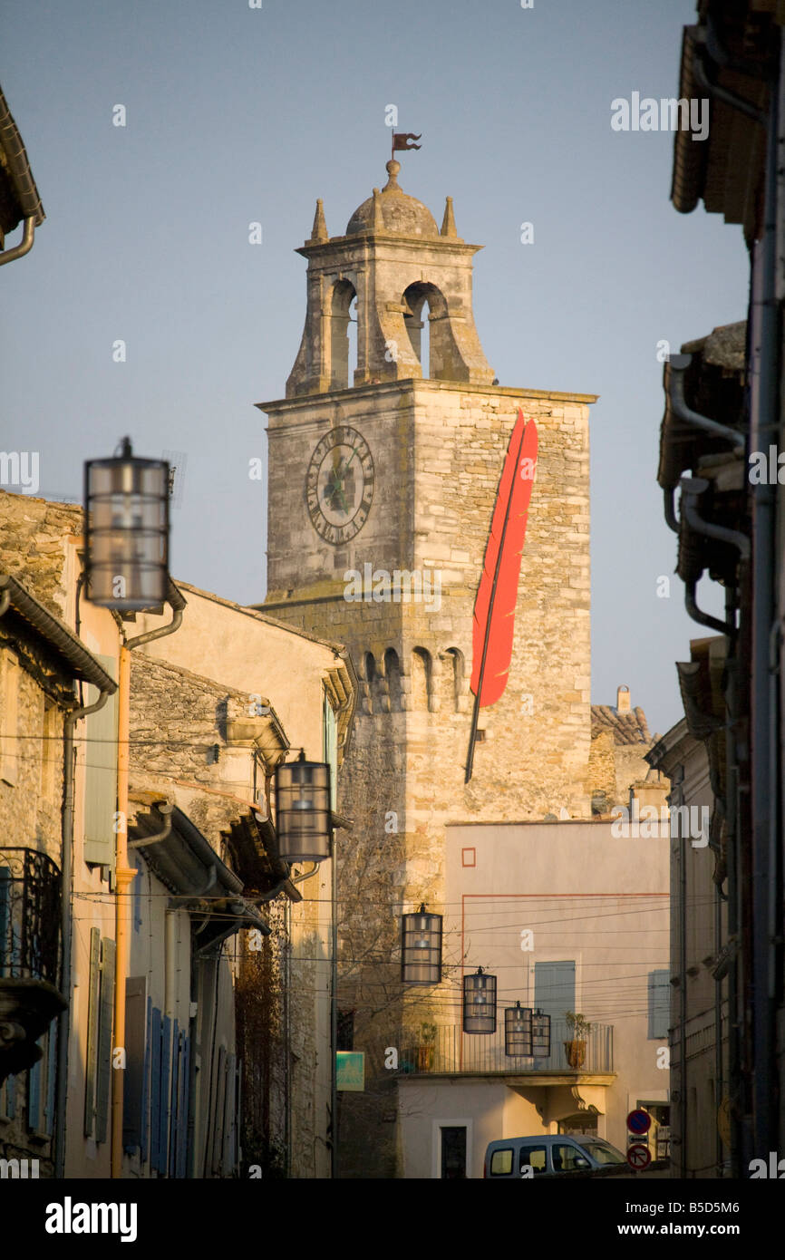 Grignan chateau. red Sevigne quail pen.  blue sky  Vertical 81120 Grignan Stock Photo