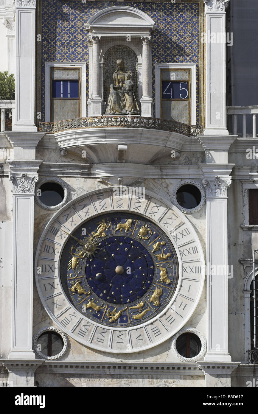 Clock Tower, St Marks Square, Venice Stock Photo