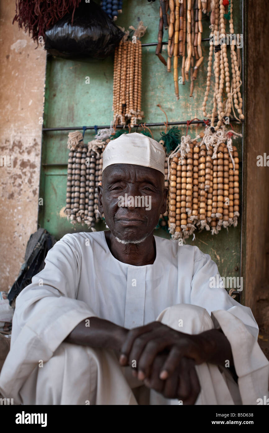 A man selling necklaces in Omdurman Souq, Khartoum, Sudan, Africa Stock Photo