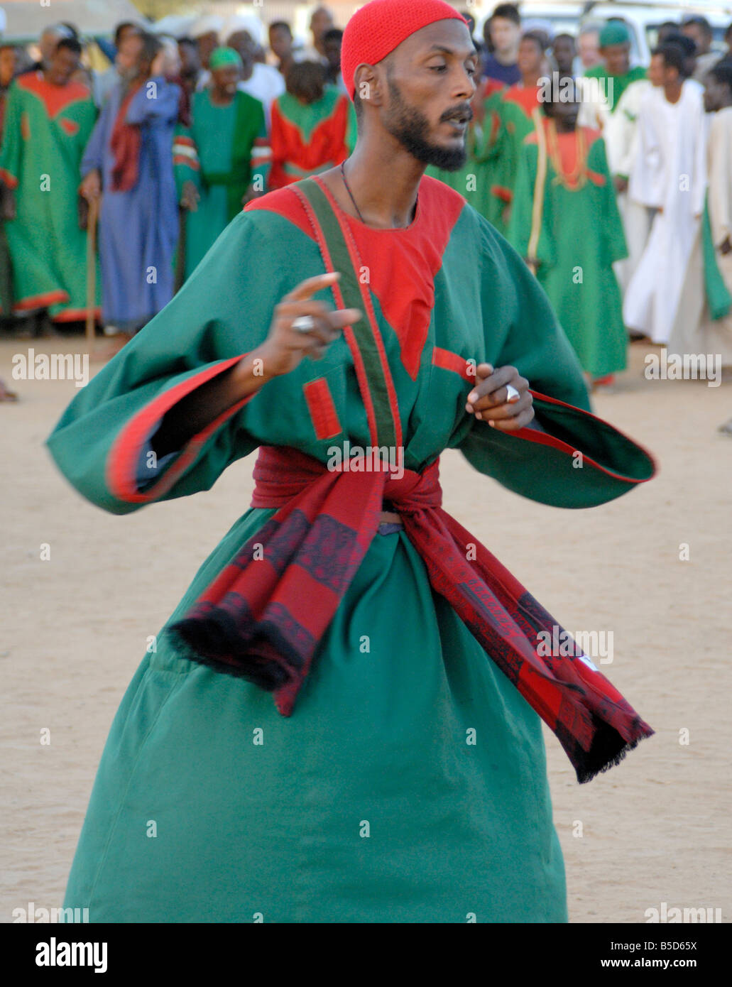 Whirling dervishes, dancer at Sufi ceremony, Omdurman, Sudan, Africa Stock Photo