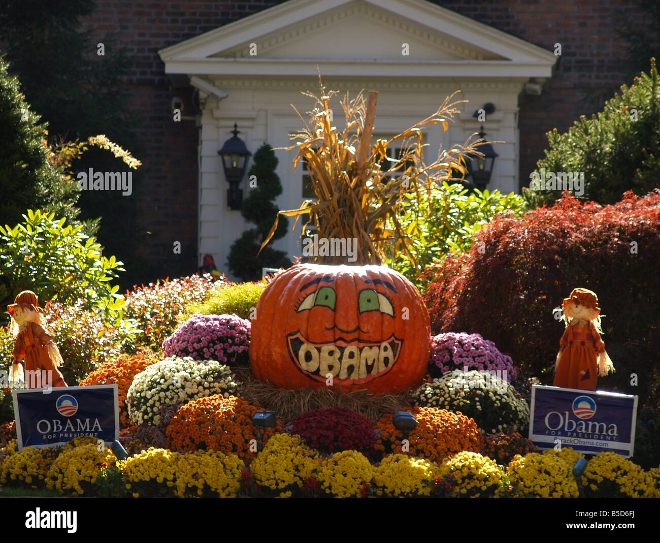 Autumn decorations incorporate support for Barack Obama. Stock Photo