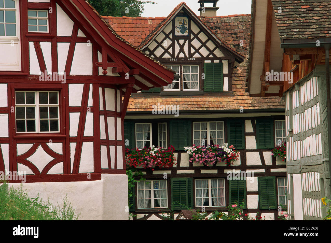 Timber framed houses near Konstanz in the Thurgau Region of Switzerland J Miller Stock Photo