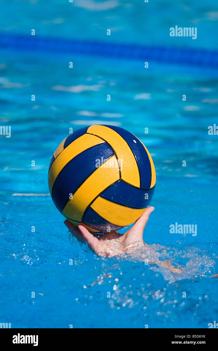 Water polo action and equipment in a swimming pool Stock Photo Alamy
