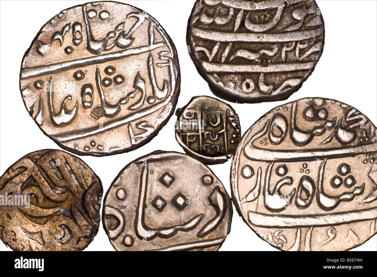 Indian mughal silver coins from hi-res stock photography and images - Alamy