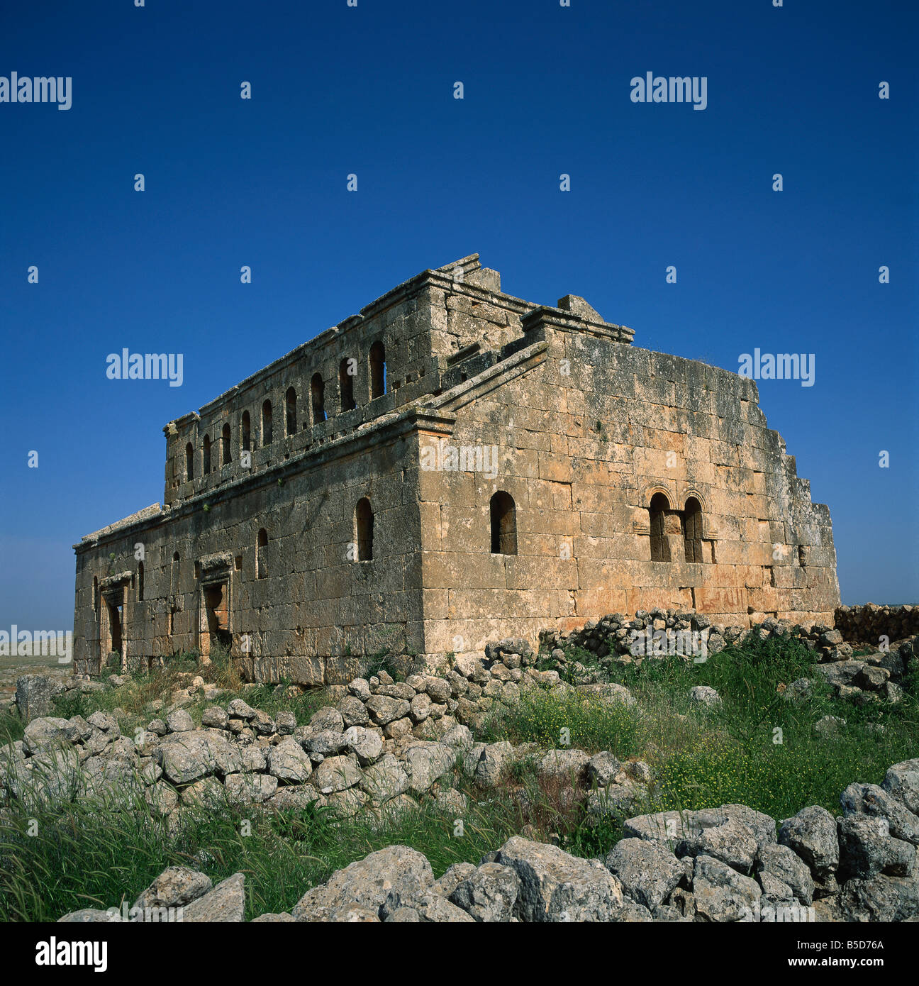 The Basilica Church dating from C5th AD at Mushabbak Dead City region northern Syria Middle East C Rennie Stock Photo
