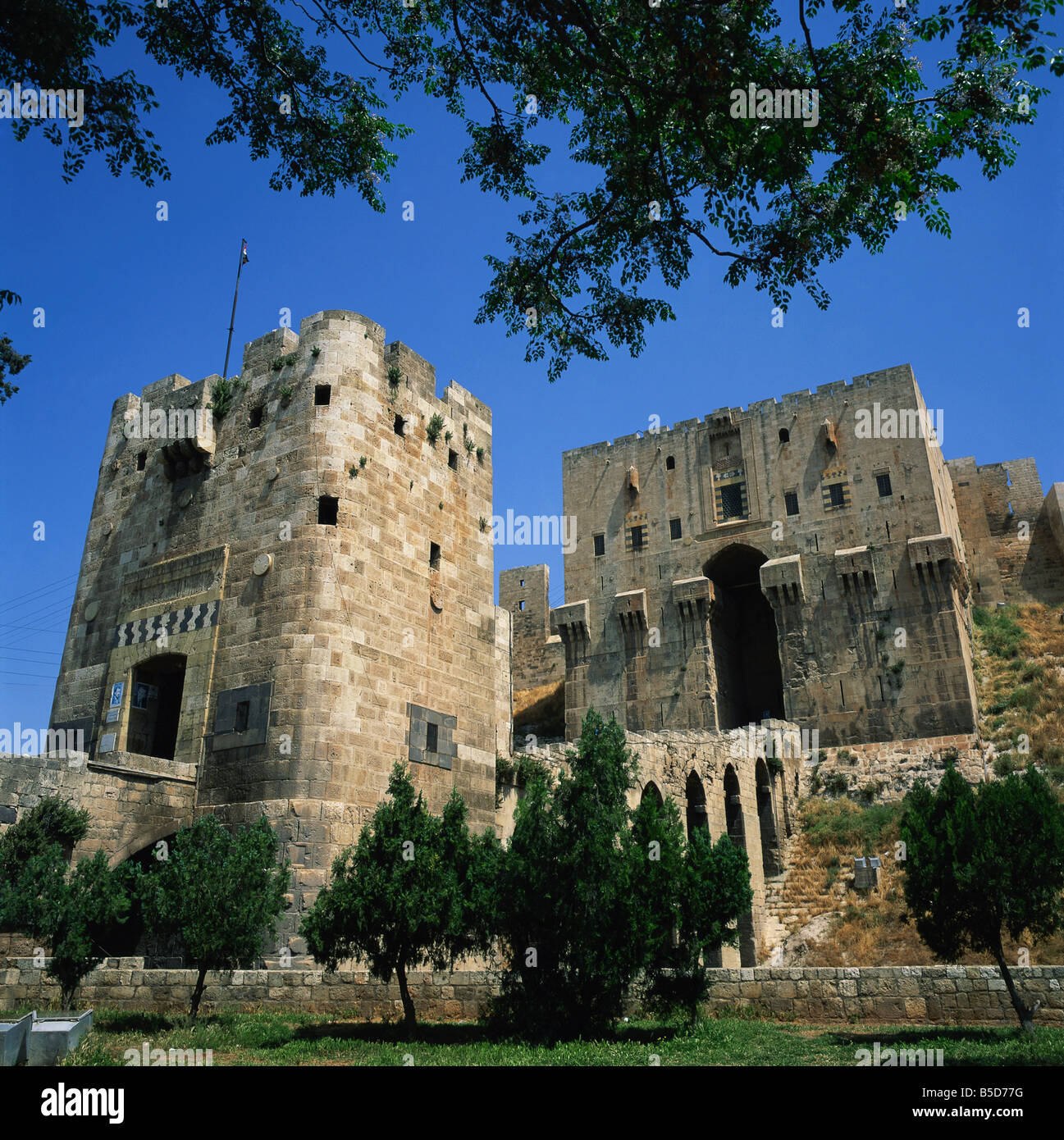 The Monumental Gateway to the Arab Citadel built 1260 Aleppo Syria Middle East C Rennie Stock Photo