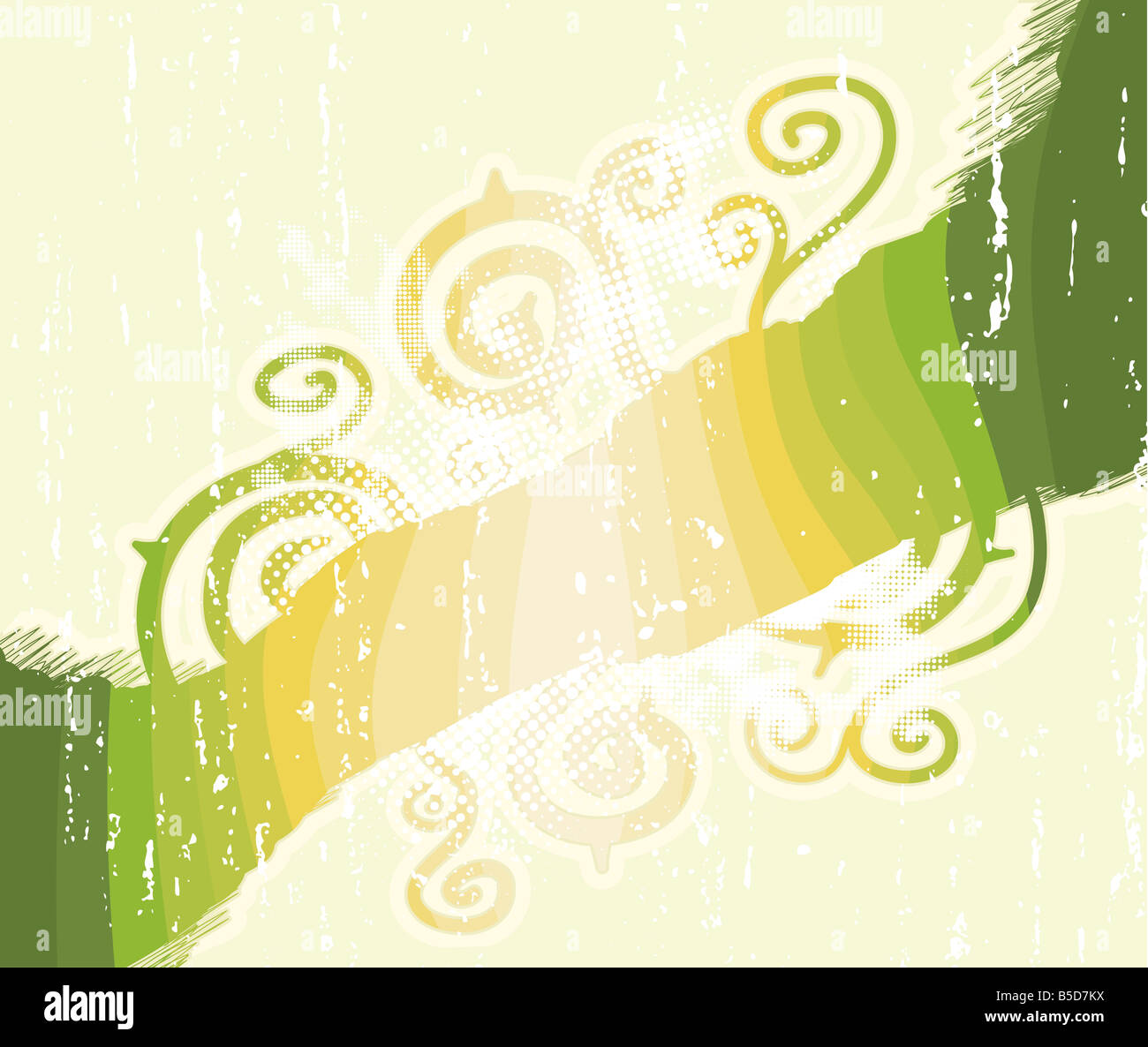 ector illustration of a grungy halftone childish spirals background Stock Photo