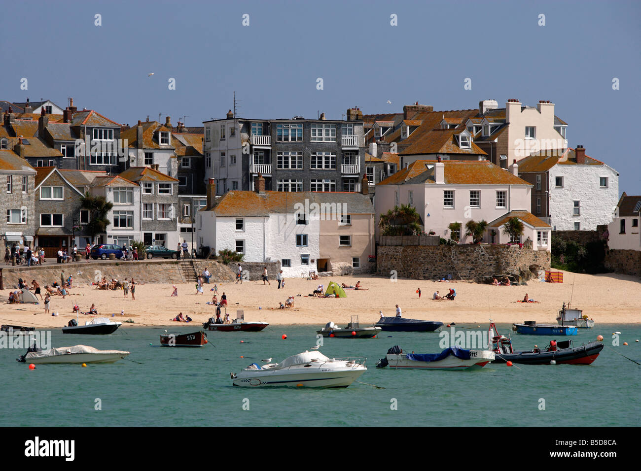 St Ives Harbour Beach Fishermen S Cottages Typical Houses Boats