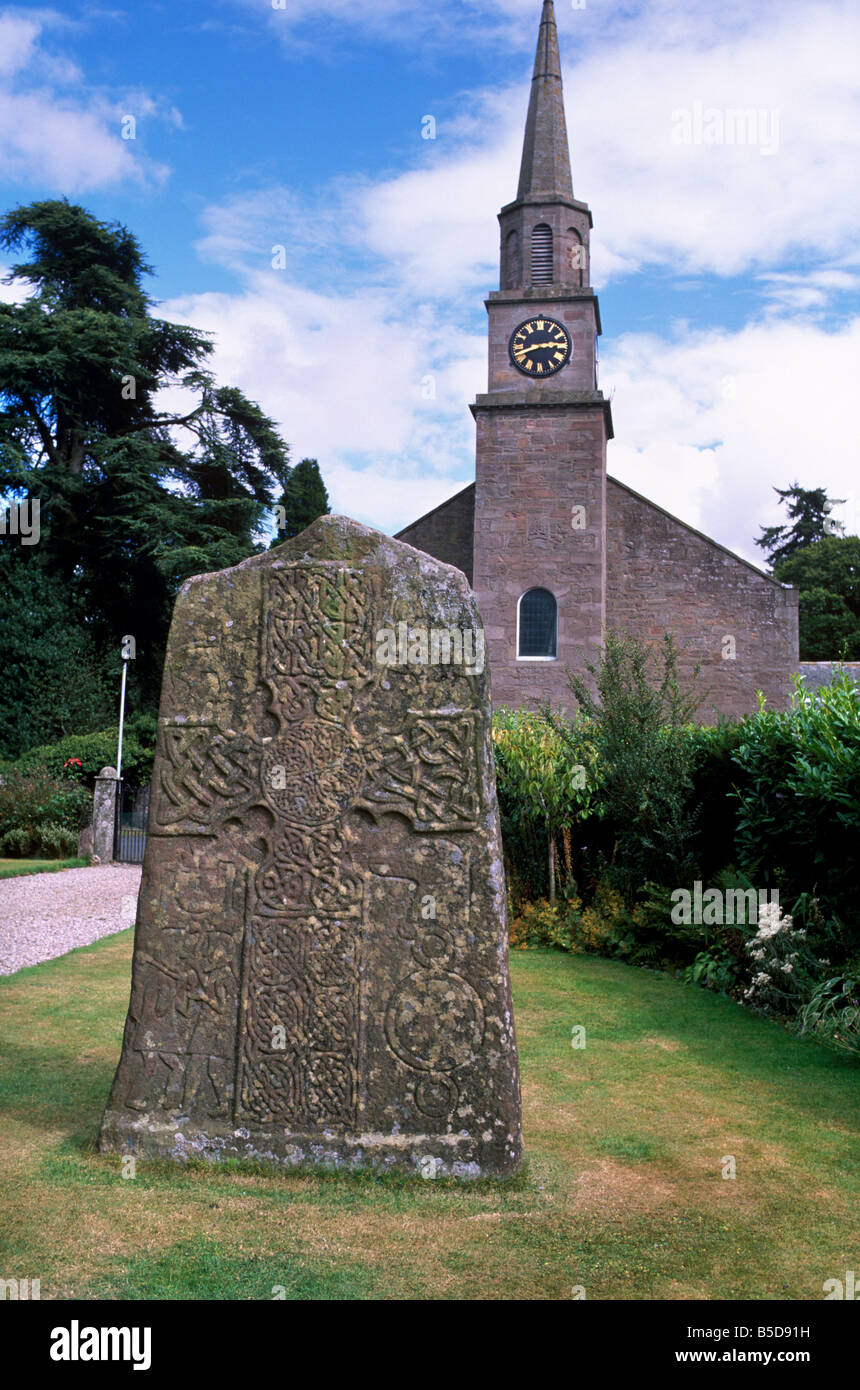 Christian Pictish cross, Glamis churchyard, Angus, Scotland, Europe Stock Photo