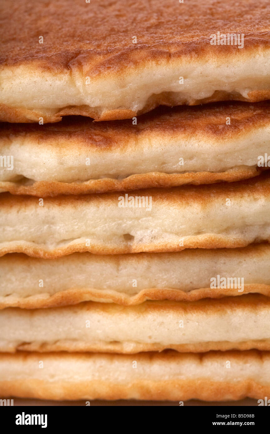 close up of stack of large american style pancakes Stock Photo