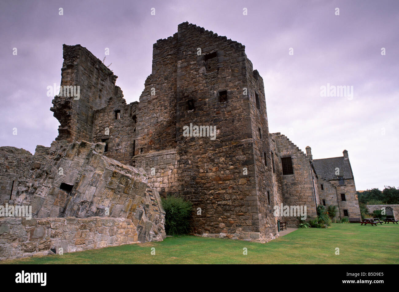 Aberdour Castle, 14th century tower and additions from the 16th and 17th centuries, Aberdour, near Dunfermline, Fife, Scotland Stock Photo