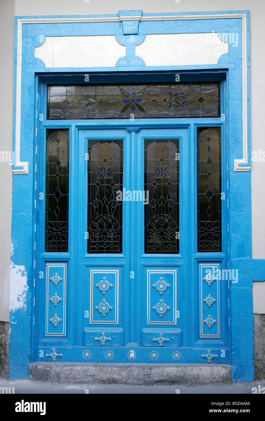 Large blue door in the Cypriot village of Lefkara Stock Photo - Alamy