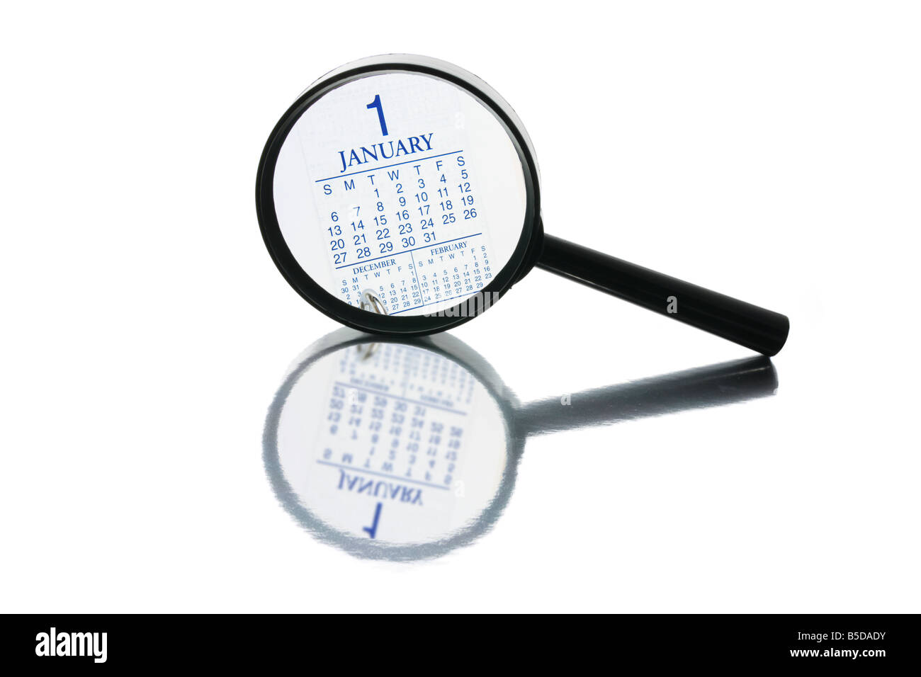 Magnifying Glass with Calendar Stock Photo Alamy