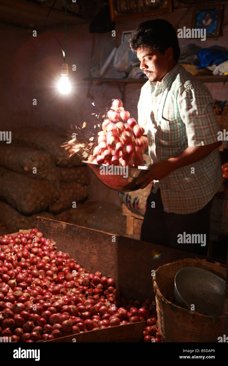 Man selling walnuts in a market, Bangalore India Stock Photo Alamy