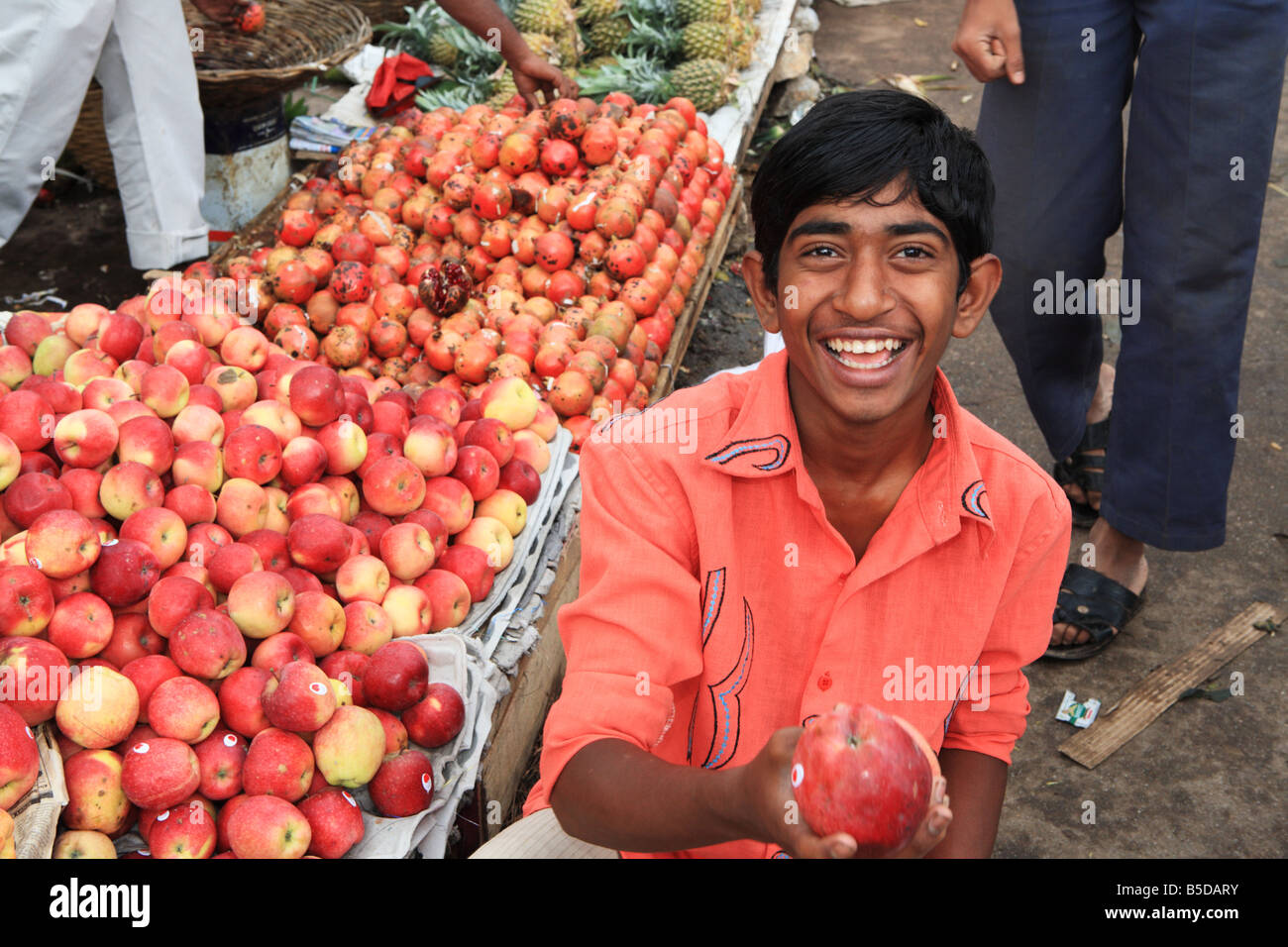 Boy in a market, Bangalore India Stock Photo