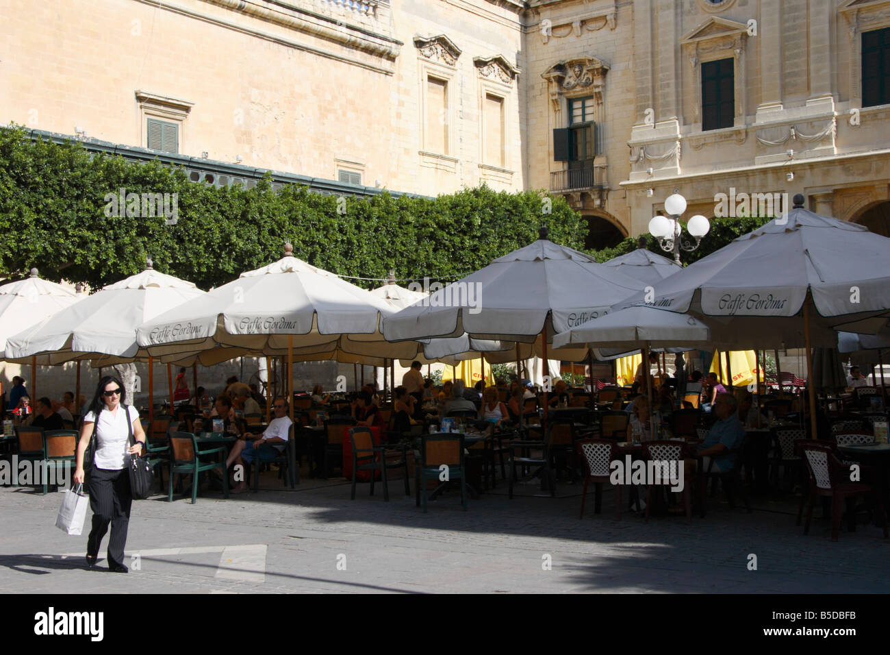 The 'Cafe Cordina' in 'Republic Square', Valletta, Malta. Stock Photo