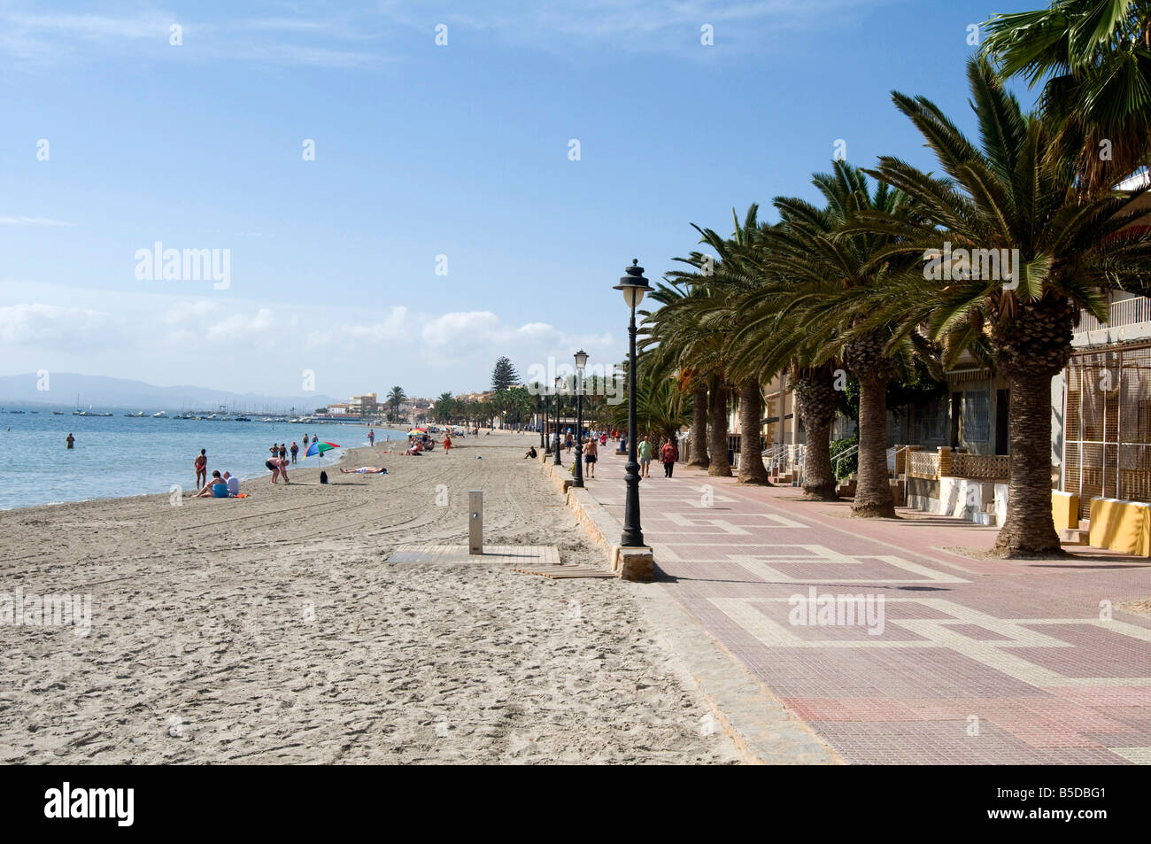 The Promenade and beach front at Los Alcazares Murcia Costa Calida, Southern Spain Stock Photo