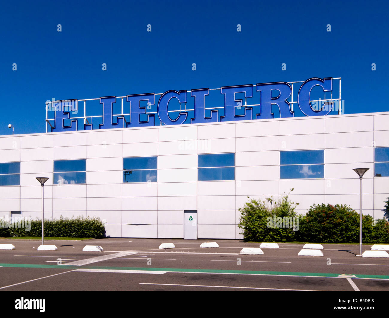 Exterior and logo of a French Leclerc supermarket chain store France Europe Stock Photo