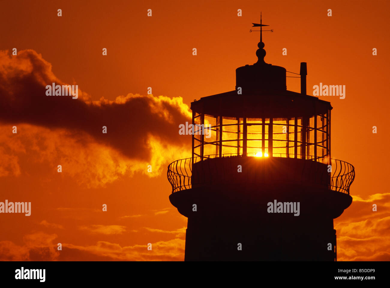Sun shining through lantern room of Belle Tout, disused lighthouse, Beachy Head, Sussex, England, Europe Stock Photo